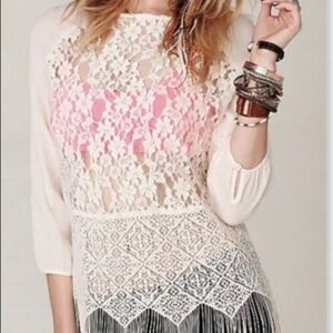 Free People Lace Top With Fringe‎